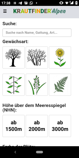 Android application Krautfinder Alpenpflanzen screenshort