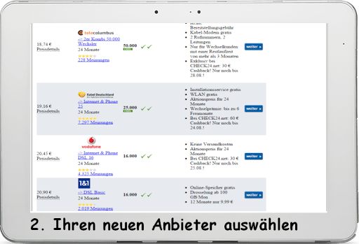 DSL Tarif Anbieter Vergleich Screen 2