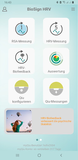 Android application BioSign HRV screenshort