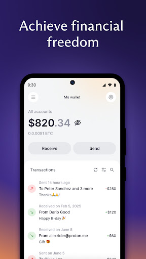 Screenshot of Proton Wallet: Secure Bitcoin