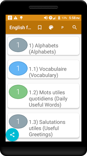 Android application Engl français Parlant Cours(Fr screenshort
