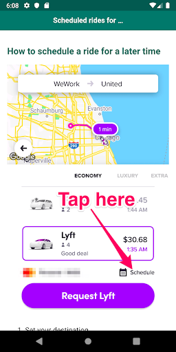 Android application User guide for Lyft screenshort