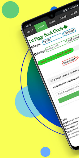 Android application Piggy Bank Goals Pro screenshort