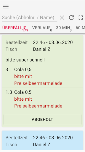 Android application APRO Online Bestellmanager screenshort