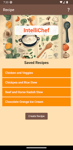 Android application IntelliChef screenshort