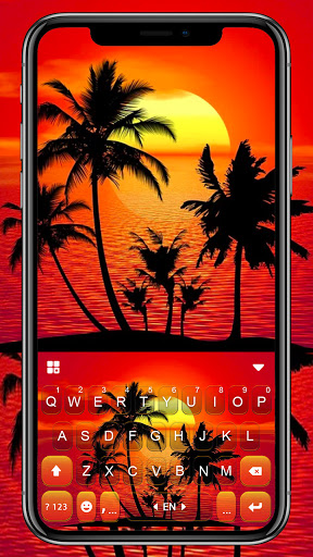 Android application Sunset Palm Tree Keyboard Back screenshort