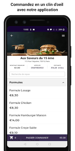Android application Aux Saveurs du 15 ème screenshort