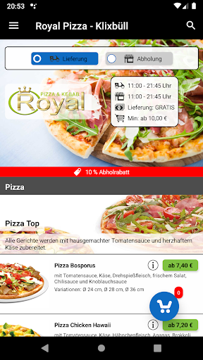 Android application Royal Pizza Klixbüll screenshort