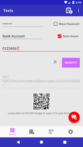 Android application Secret Manager screenshort