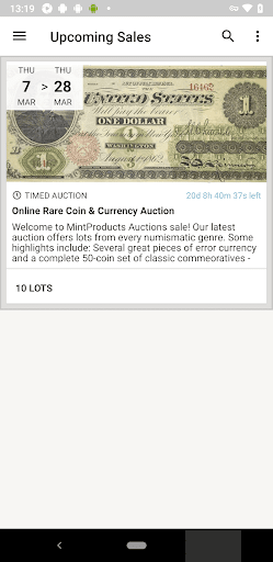 Screenshot of MintProducts Auctions