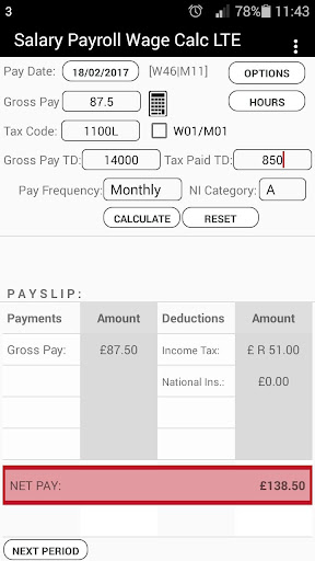 Salary Payroll Calculator Screen 3