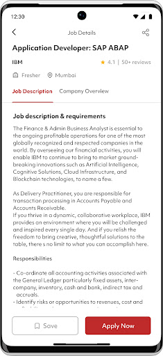 Android application nasscom Talent Connect Portal screenshort