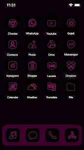 Wow Pink Neon Theme, Icon Pack