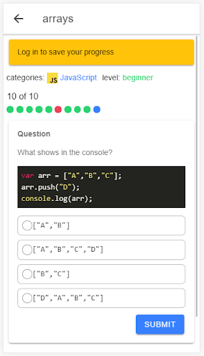 JavaScript Quiz Screen 2