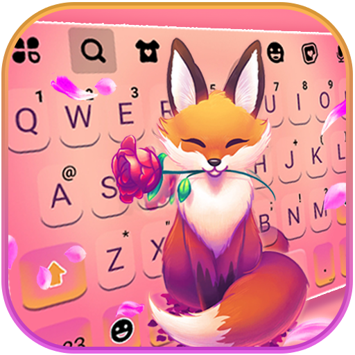 Cute Pink Fox Keyboard Backgro logo