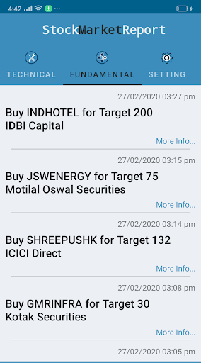 Stock Market Report Screen 2