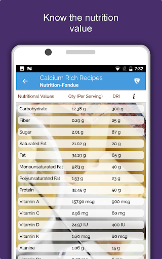 Screenshot of Calcium Rich Food Recipes