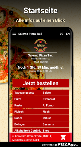 Salerno Pizza Taxi Baunatal Screen 2
