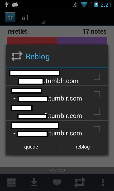 Android application Tumblrunning - Tumblr screenshort