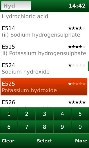 E-Codes Demo: Food Additives Screen 2