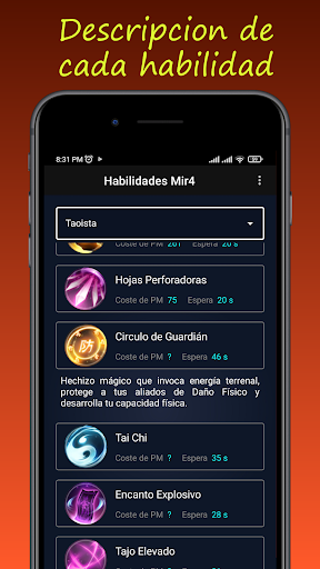Android application Habilidades Mir4 screenshort