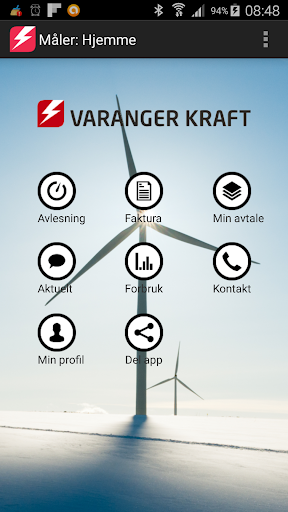 Android application Varanger Kraft Kundeapp screenshort