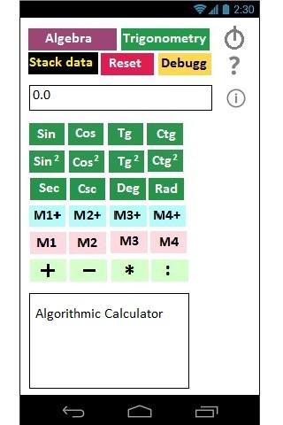 Algorithmic Calculator Screen 2