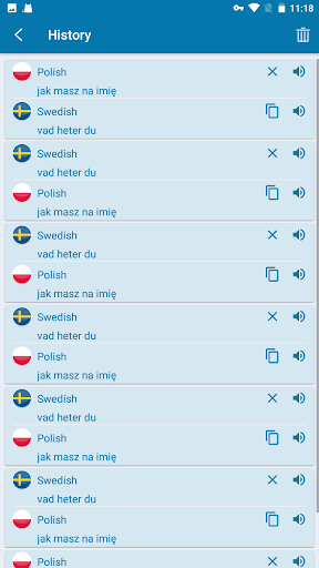 Android application Polish Swedish Translation screenshort