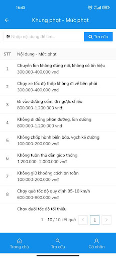 Android application Tra cứu vi phạm giao thông screenshort