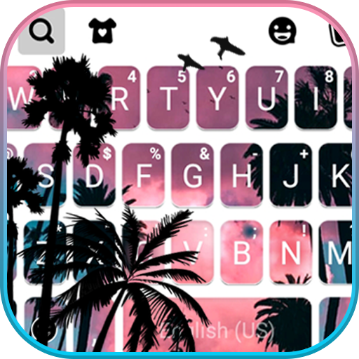 Palm Tree Sunset Keyboard Back logo