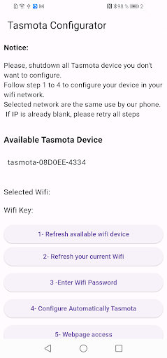 Android application TasmotaConfig screenshort