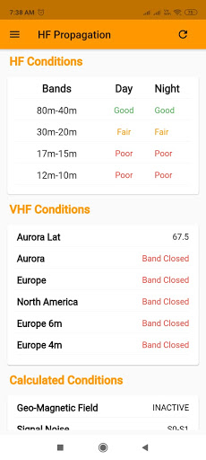 Android application HF Propagation screenshort