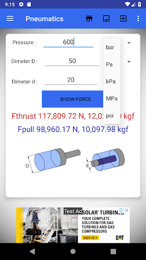 Pneumatic Cylinder Calculator Screen 2