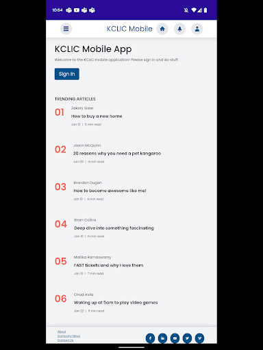 KCLIC Mobile Application Screen 2