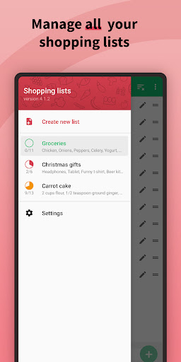 Android application Shopping Lists (with widget) screenshort