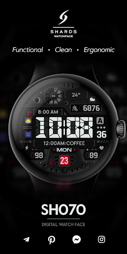 Android application SH070 Watch Face, WearOS watch screenshort
