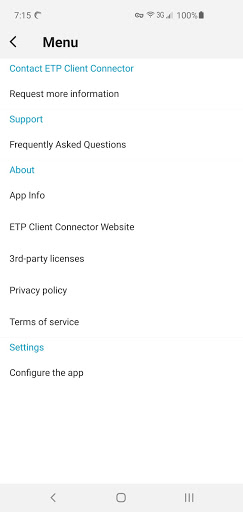 Android application ETP Client screenshort