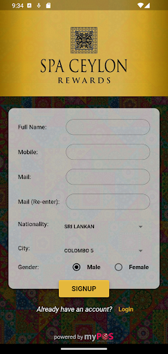 Android application Spa Ceylon Rewards screenshort