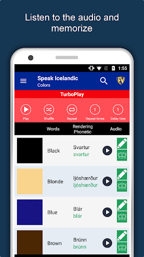 Screenshot of Learn Icelandic Language App