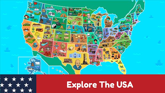 USA Map Kids Geography Games