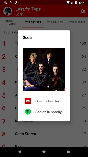 Last.fm Tops Screen 2