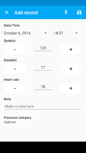Blood Pressure Diary Screenshot