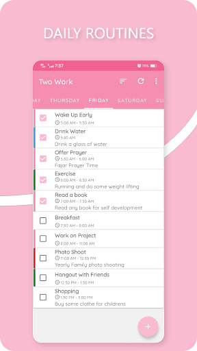 Two Work - Routine Planner Screen 3
