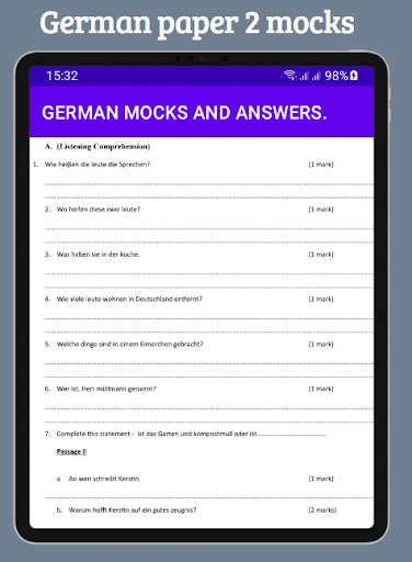 Android application German: mocks & answers screenshort