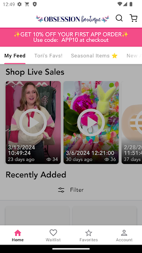 Android application Obsession Boutique screenshort