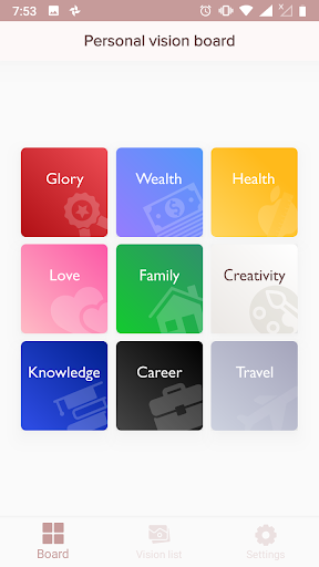 Android application Personal vision board screenshort