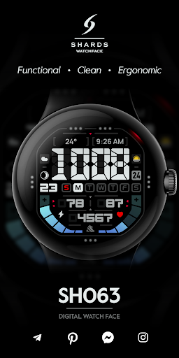 Android application SH063 Watch Face, WearOS watch screenshort