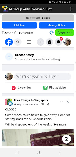 Android application AI Group Auto Comment Bot screenshort