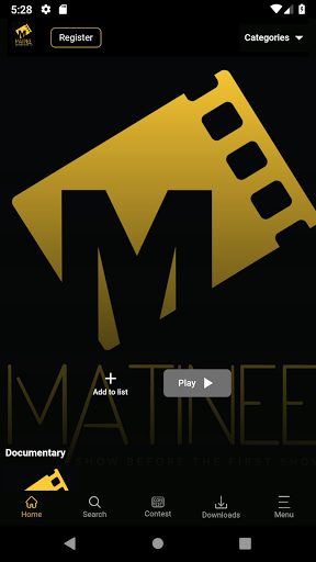 Android application Matinee.Live screenshort