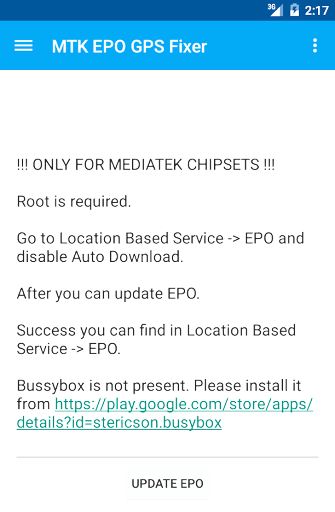 Android application MTK EPO GPS Fixer screenshort